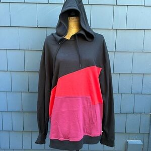 ❤️🩷🖤Edgar+Ash sweatshirt, two XL black red purple color block hoodie